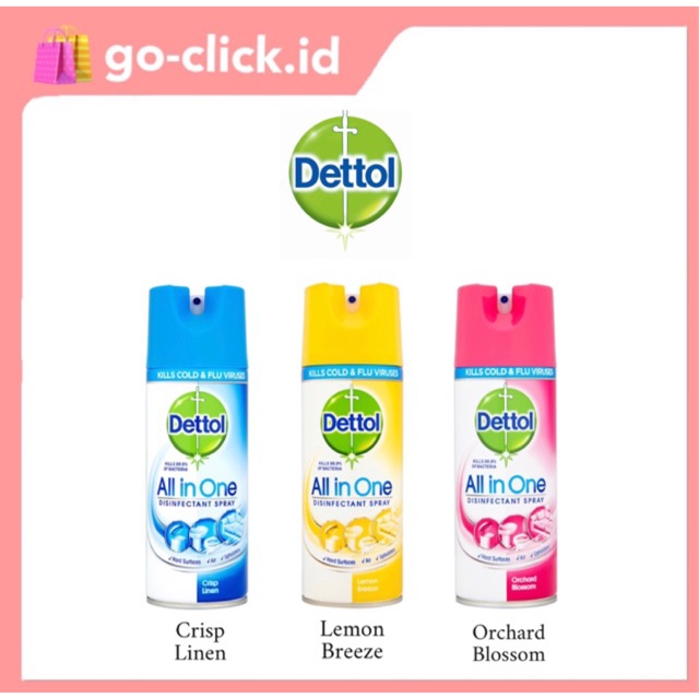 Dettol all in one Disinfectant Sanitizer Spray 400 ml - Detol Disinfektan Spray