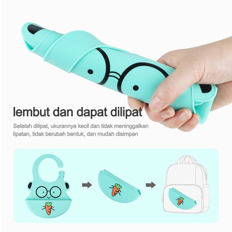 Baby Feeding Apron Full Silicone/Bayi silikon bib/Kartun bayi silikon bib/Celemek Bayi  L297