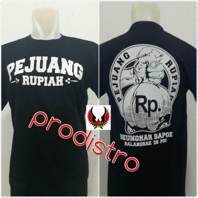 Kaos  distro baju tshirt pakaian pria pejuang rupiah simple hitam