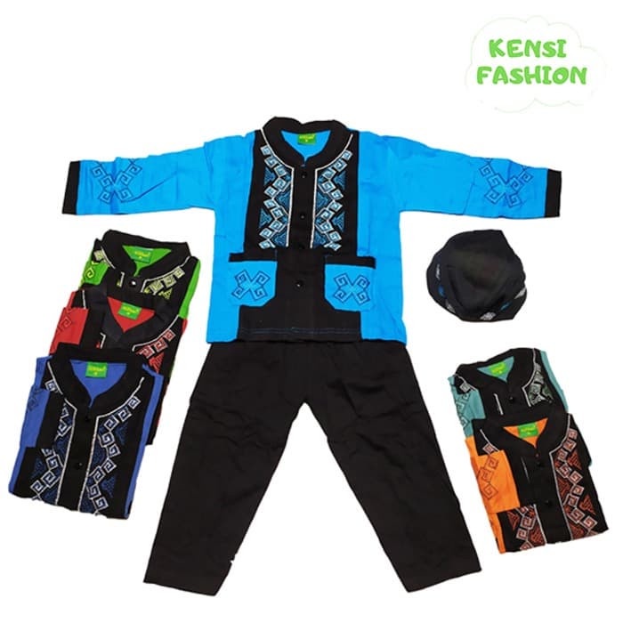 (PROMO) SETELAN BAJU KAOS KOKO BORDIR MUSLIM ANAK LAKI-LAKI KEMEJA MUSLIM - 1-2 Tahun