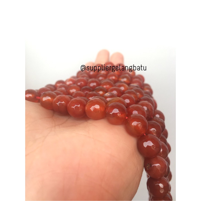 batu beads CUTTING 10mm orange carnelian faceted agate oren aksesoris pria wanita fashionita craft