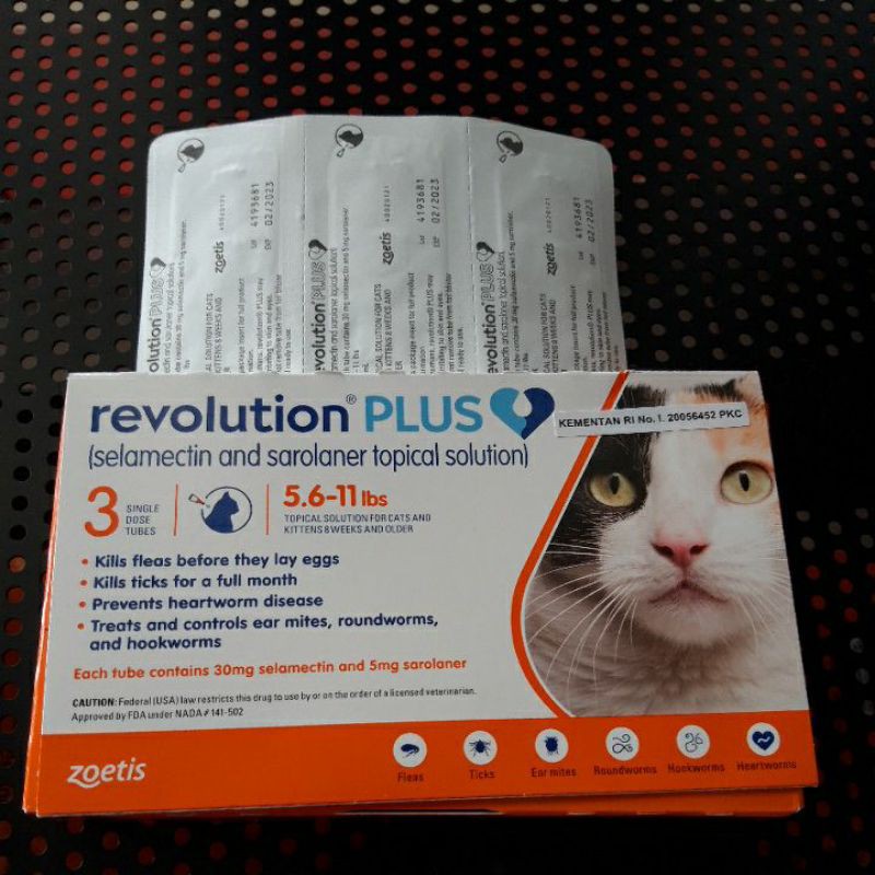 obat tetes kutu revolution plus cat 5.6-11 lbs ecer 1 tube (pertube)