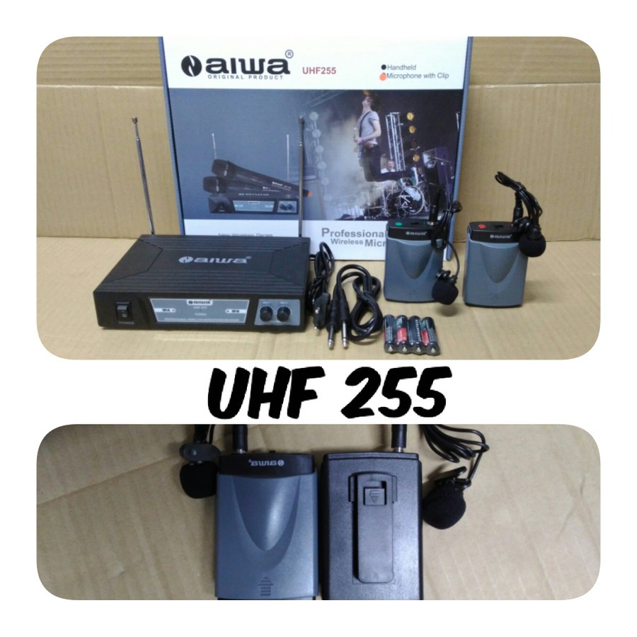 MIC WIRELESS AIWA UHF255 MICROPHONE KLIP ON SEPASANG 2 UNIT