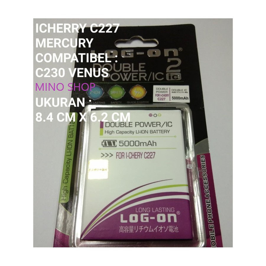 BATERAI I-CHERRY C227 - LOG ON ORIGINAL DOUBLE POWER BATTERY