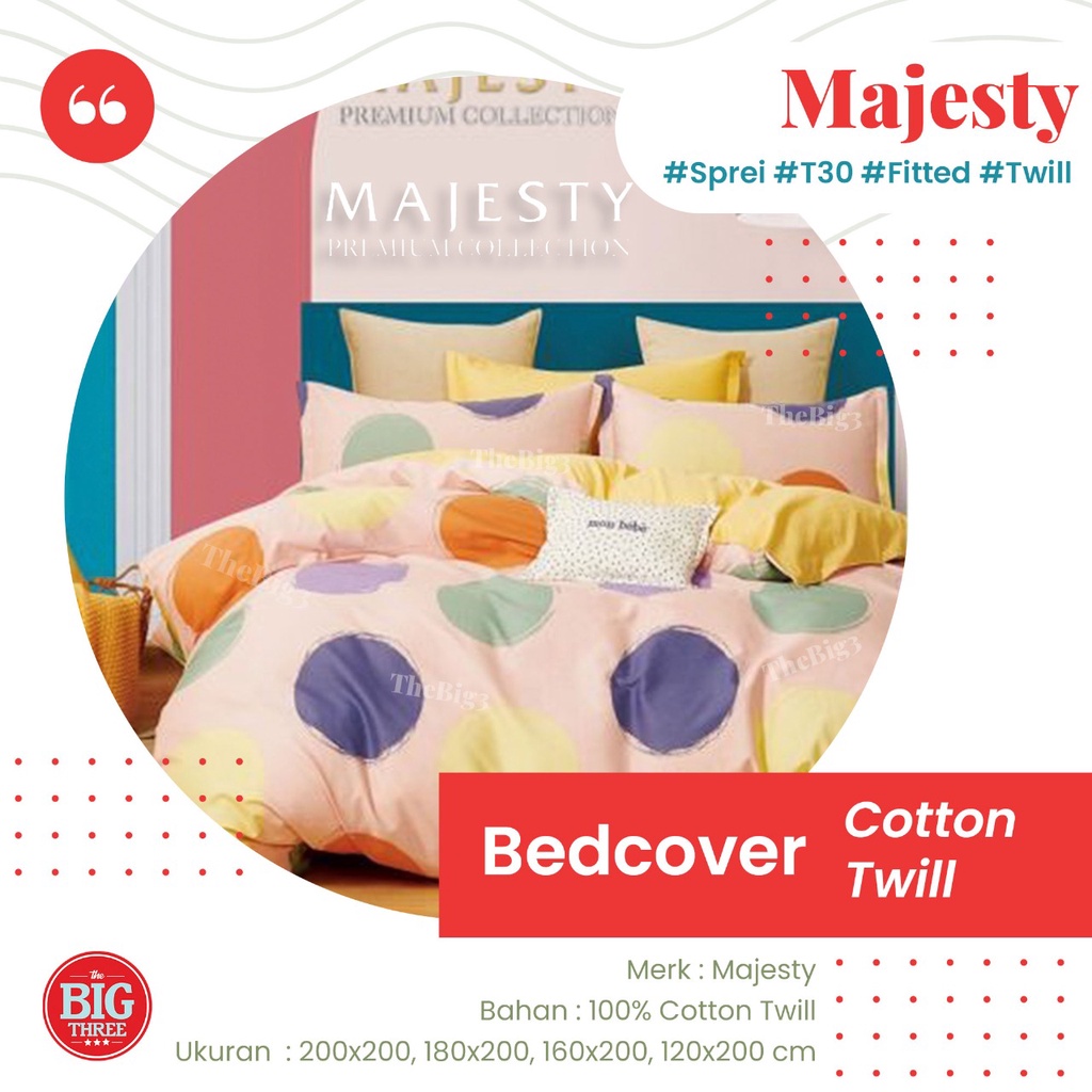 MAJESTY Bedcover + Sprei 180x200 Tinggi 30 Atmosphia Aspire Ocean Eynory Cactus Land Silver Dove Massiva Olive Square Tropical BC 180 160 T30