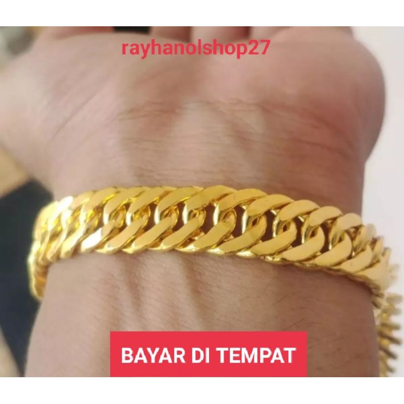 GELANG TANGAN RANTAI PRIA WANITA MEWAH ELEGAN BAHAN LAPIS EMAS 24 K