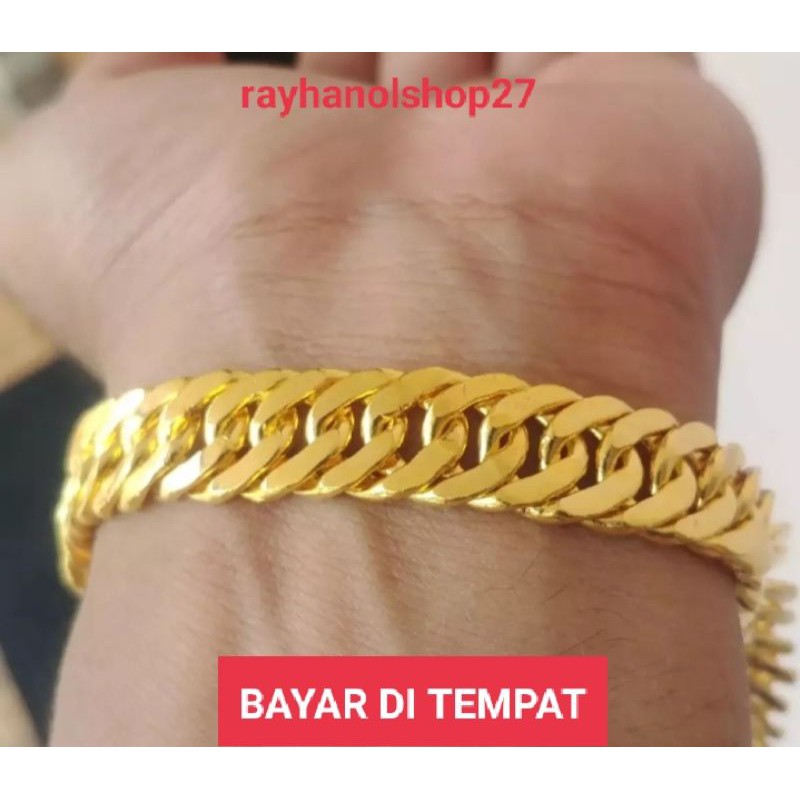 GELANG TANGAN RANTAI PRIA WANITA MEWAH ELEGAN BAHAN LAPIS EMAS 24 K