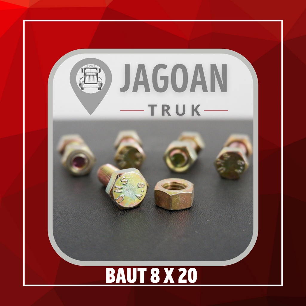 Baut Mur Kuning M8 BMK 8 X 20 mm 8x20mm Kunci 12 Kuat dan Halus