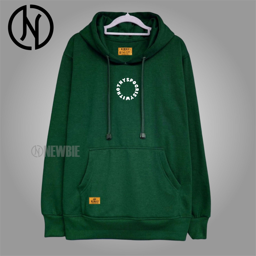 Hoodie Pria Distro Warna Hijau Botol Hoodie Oversize basic Original Japan Tebal bahan katun musim dingin