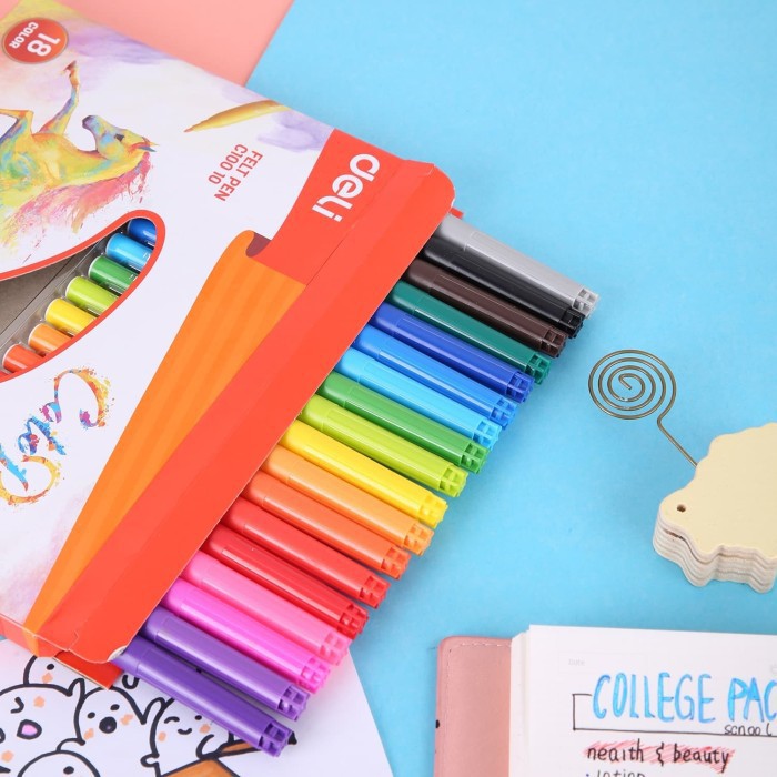 Spidol DELI Felt Pen Colorun 18 Warna - EC10010