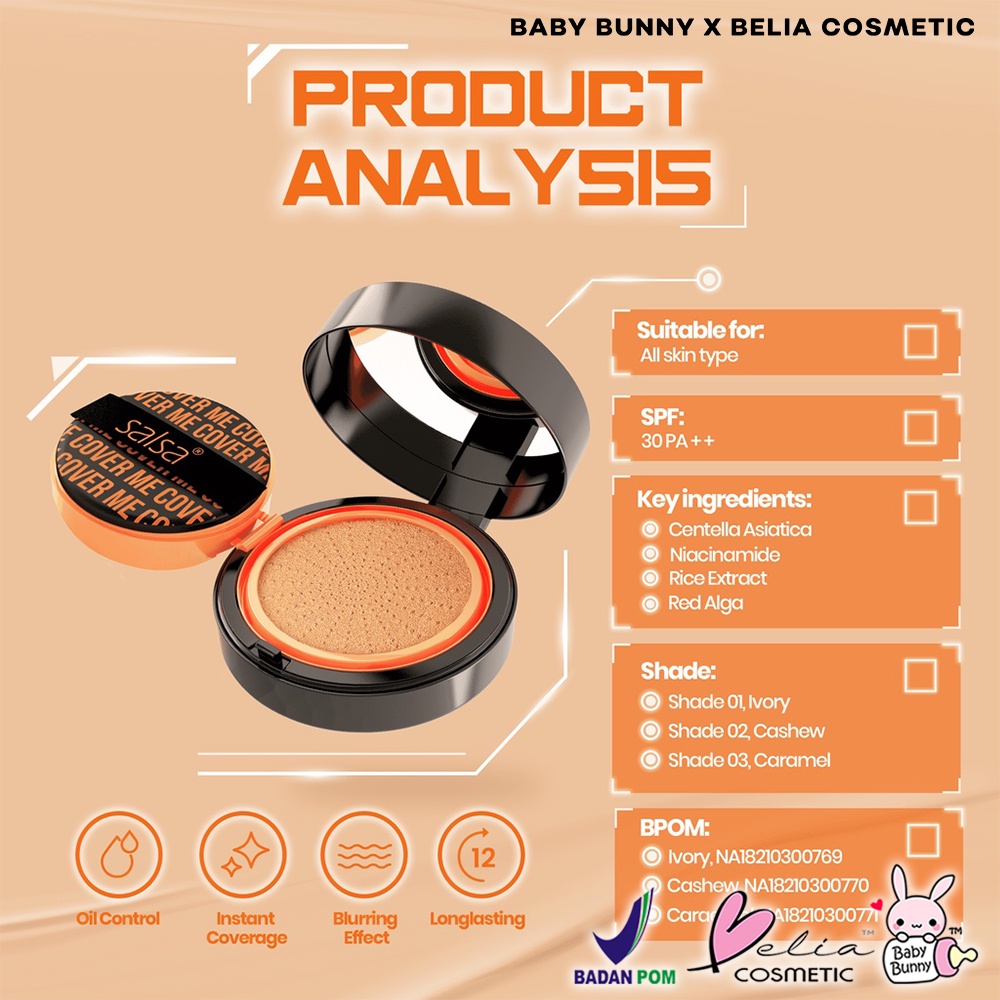 ❤ BELIA ❤ SALSA Cover Me BB Cushion | SPF 30 | Foundation | Make Up | Semi Matte | Coverage | BPOM