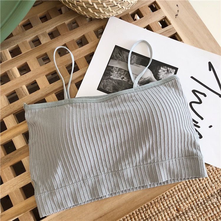 [ LINGERIE MASTER ] - (B-16) BH Ice Silk Bralette Tube Bra / Crop Top Bra Ice Silk Seamless Lingerie Halus / Bra Kemben CD&BRA BH Import-B-16 Gray