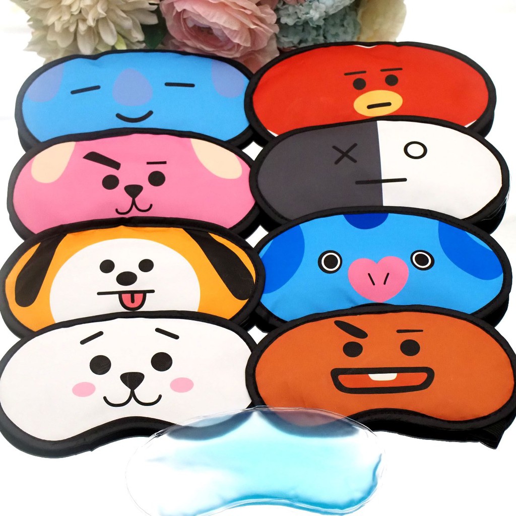 Penutup Mata Tidur BT21 isi GEL PENDINGIN Masker Mata Kompres Kualitas Premium Sleeping Eye Mask