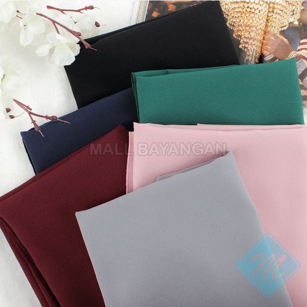 Terbaru Jilbab Syari Segi Empat Bahan Diamon crepe - Hitam