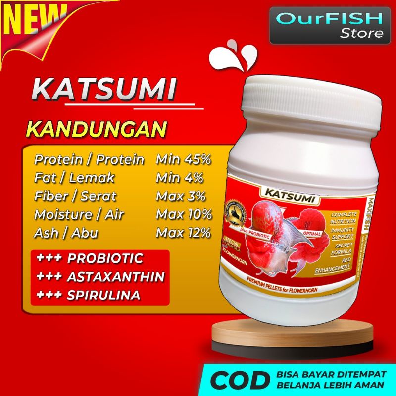 KATSUMI Pelet Louhan Jenong dan Warna with Carophyll Spirulina Super Red Pelet Ikan Hias Red Devil