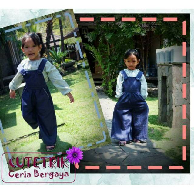 Baju muslim anak perempuan overall kulot anak cutetrik