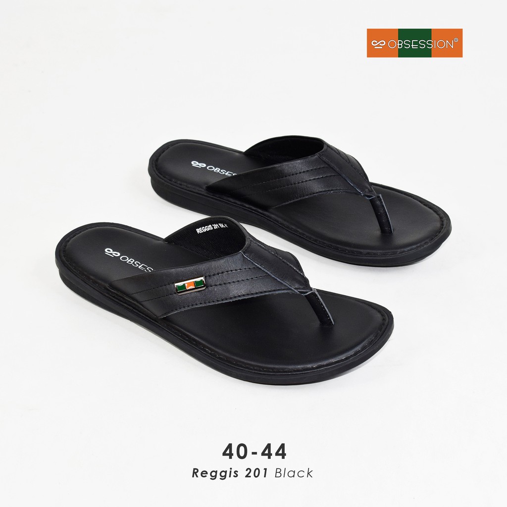 OBSESSION Sandal Kulit Pria Reggis 201 Black