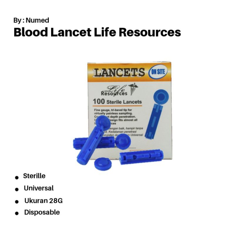 Blood Lancet 28G isi 100 pc / Original Life Resources Jarum Bekam &amp; Sample Cek Gula Darah Disposable