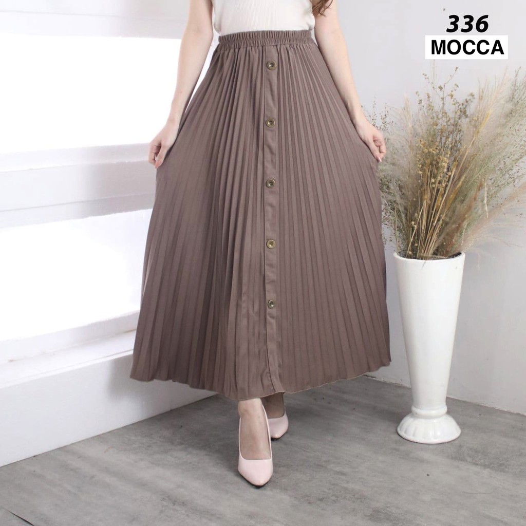 ROK PLISKET MURAH 336 LUVALINE ROK PLISKET PANJANG PLEATED SKIRT FLARE SKIRT MAYUNG FLOWY REMPEL