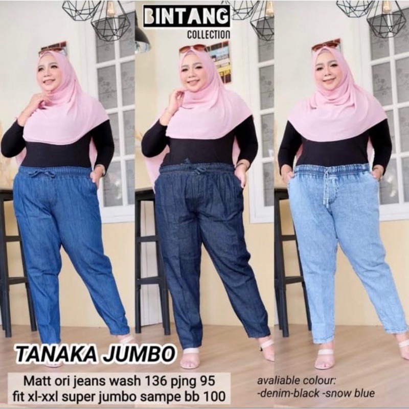 JEANS JUMBO WANITA JEAN BIG SIZE TERBARU fit XXL berat sd 100kg