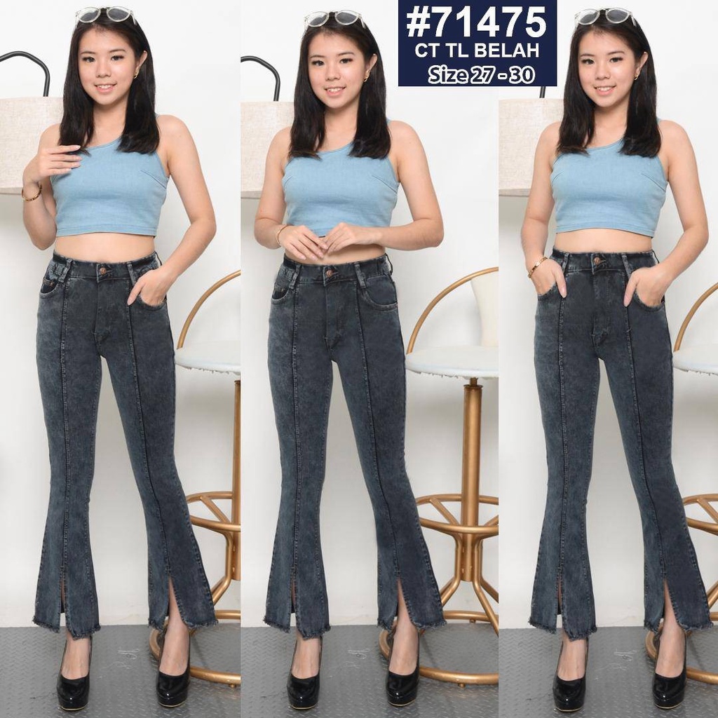 Celana jeans cutbray wanita kekinian / Celana cutbray wanita jeans belah / Celana jeans wanita cutbray rawis belah