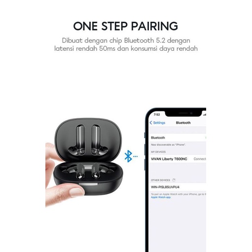 VIVAN ENC TWS Headsets Bluetooth Liberty T600NC IPX7 Waterproof