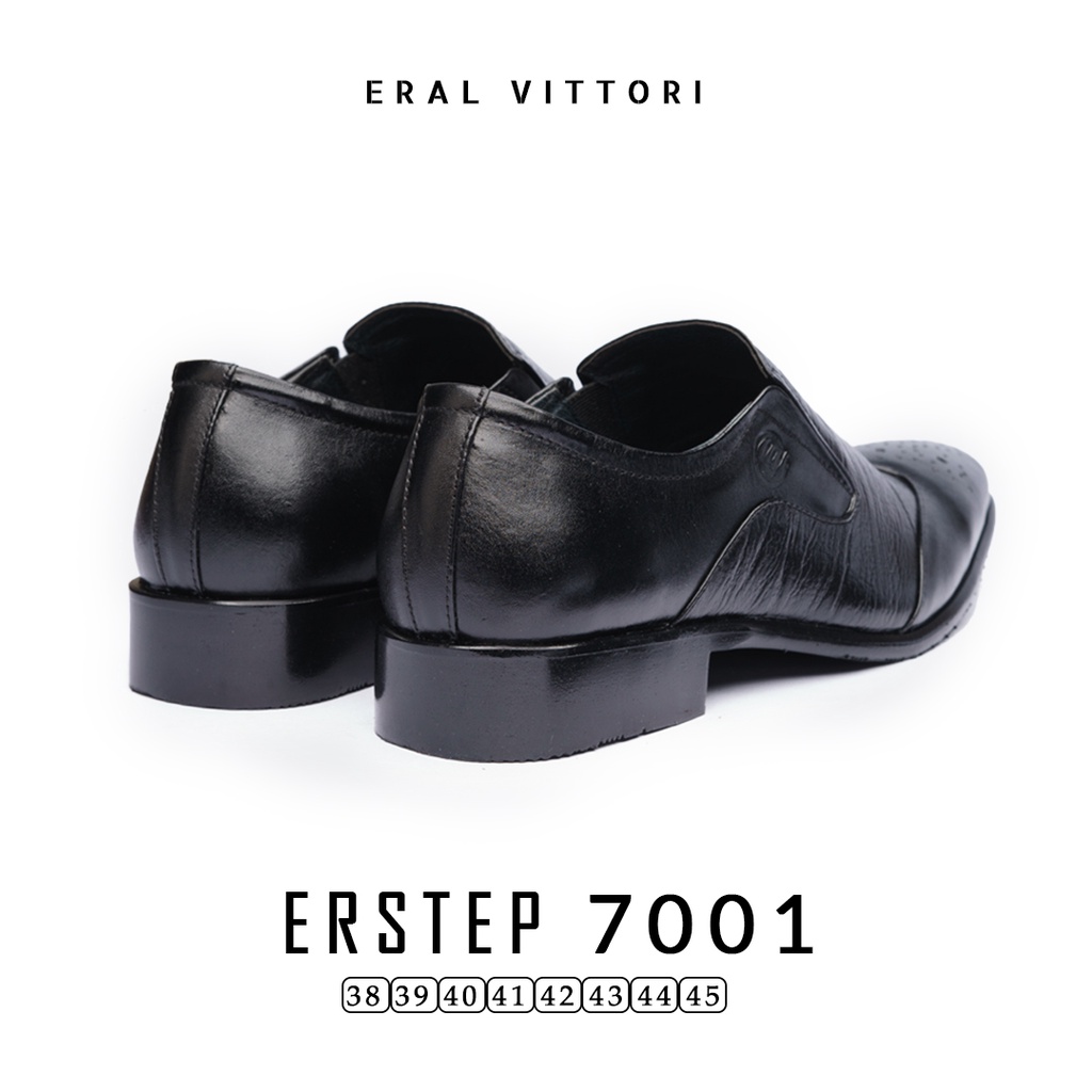 Eral Vittori - Erstep 7001 Sepatu Pantofel Kulit Formal Pria Kerja Kantor Hitam