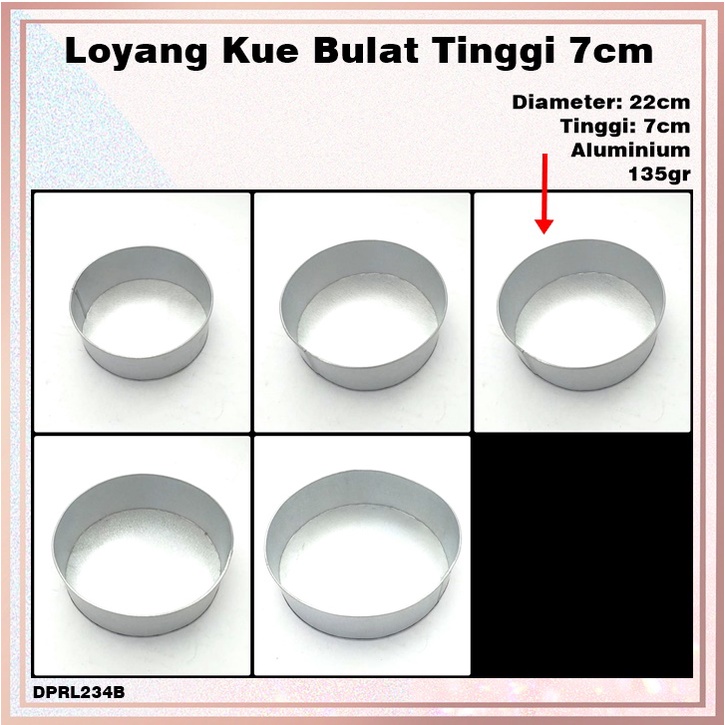 Loyang Kue Bulat Aluminium/Oven Tinggi 7cm Diameter 22cm