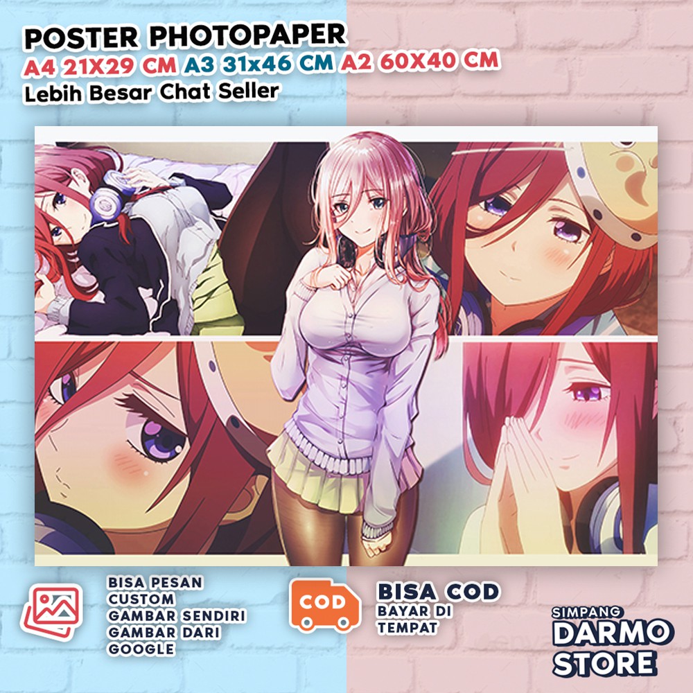 Poster Anime Gotoubun no Hanayome Terbaru Hiasan dekorasi dinding Wibu Aesthetic Miku Nakano GTBX-30