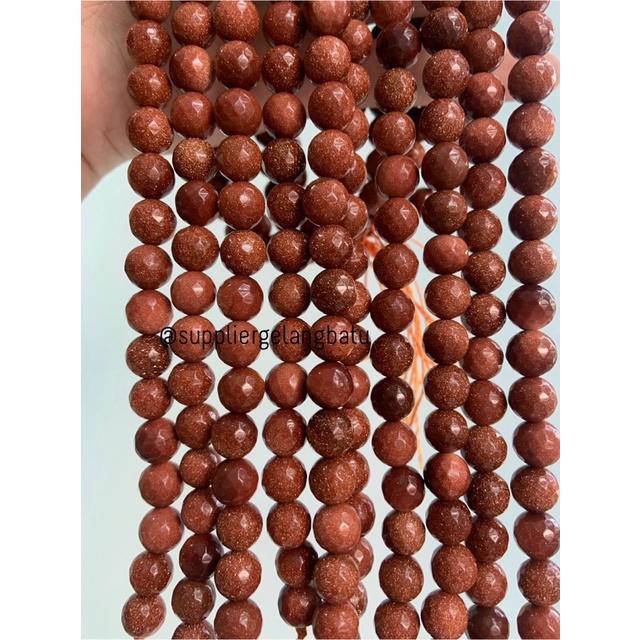 bahan batu 10mm pasir mas cokelat cutting FACET brown sand stones