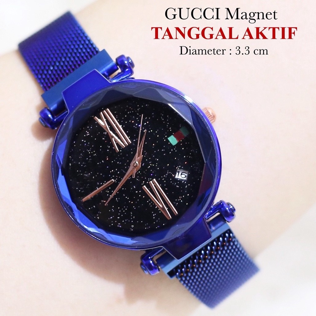 Jam tangan magnet wanita rantai model pasir magnet tanggal aktif ready stock