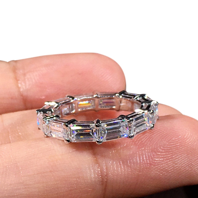 Cincin Kristal Cubic Zirconia Bentuk Persegi Panjang Untuk Wanita