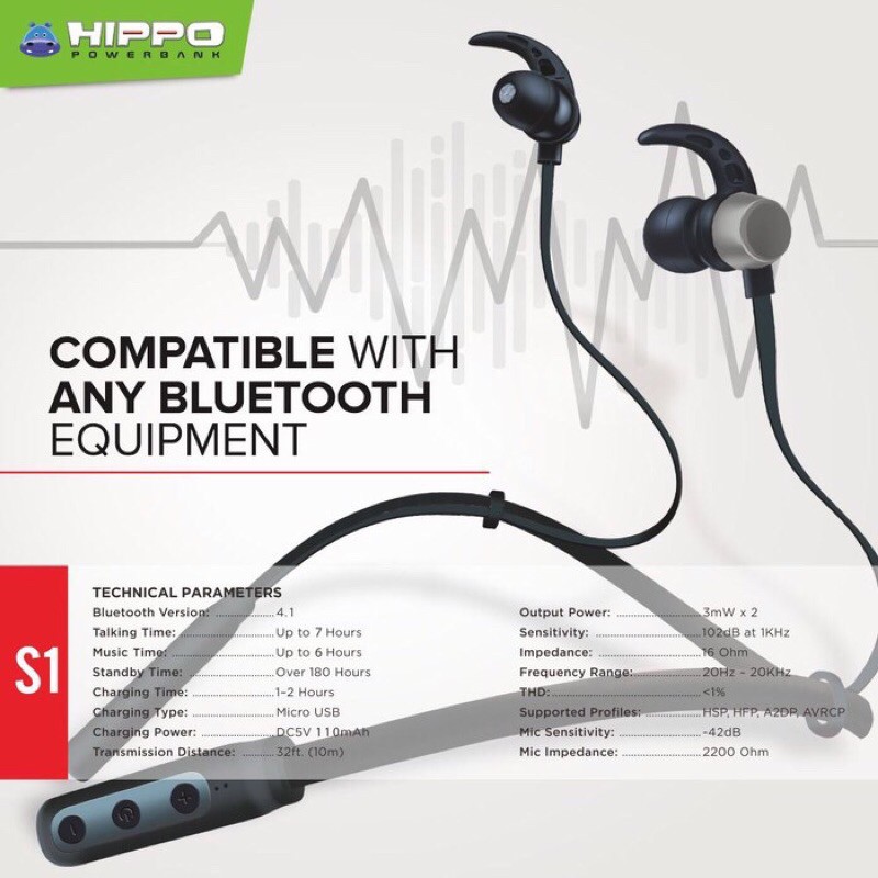 Hippo Handsfree Headset Bluetooth S1 Sporty