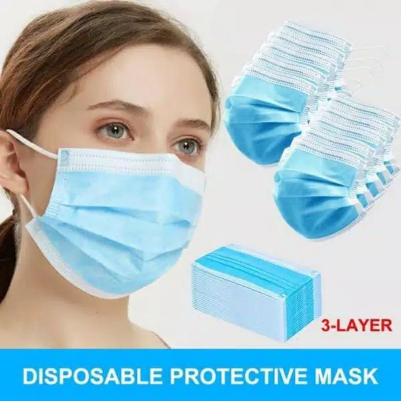 Masker 3Ply isi 50 pcs disposable Facemask mask Masker Earloop