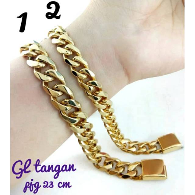 Gelang Titanium pria Rantai Gold stainlessteel