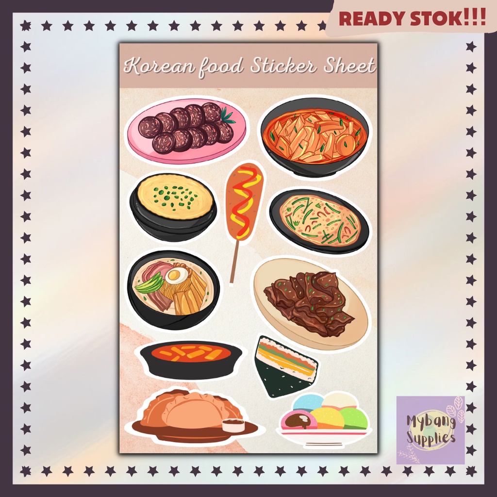 

[READY STOK] Korean Food Sticker Sheet Stiker Makanan Korea Glossy ver.1