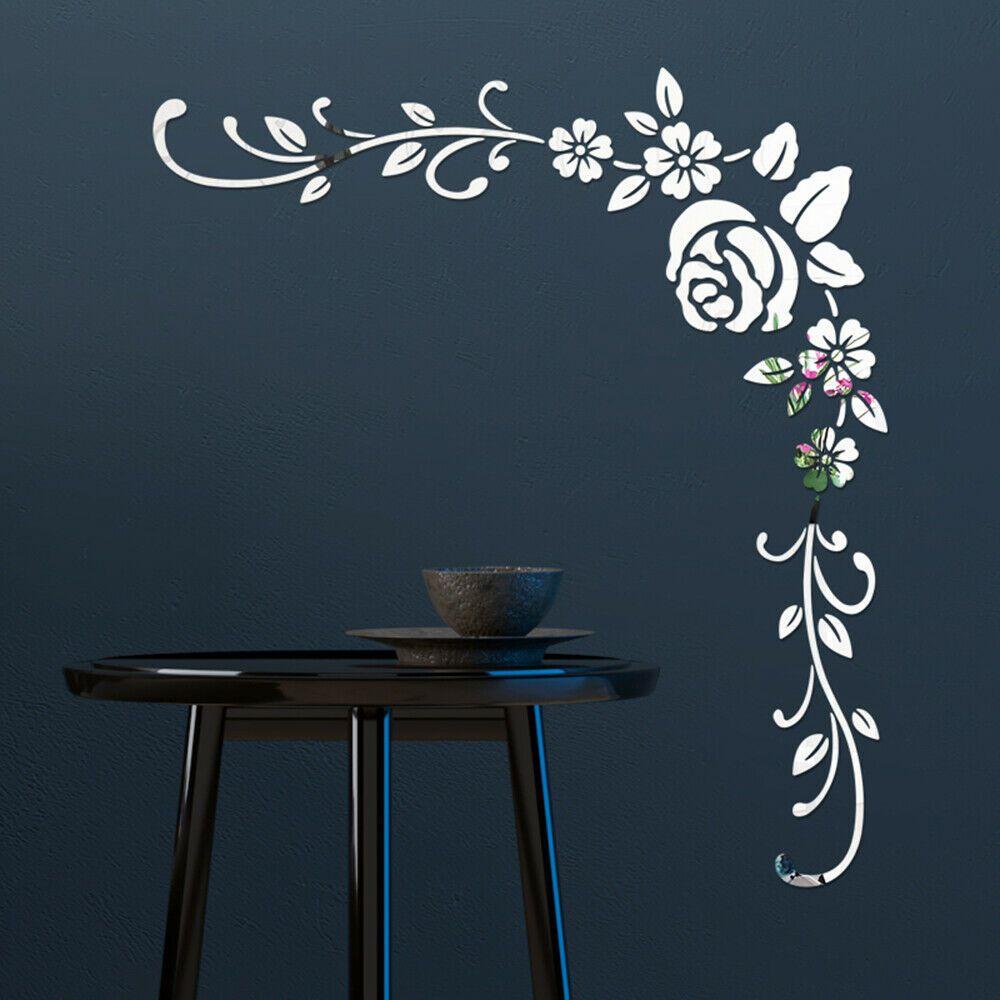 R-flower Mirror Wall Stiker Dekorasi Kamar Rumah 3D Art Decal