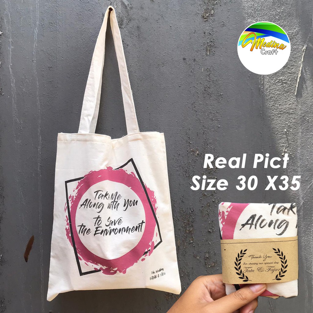 Tote Bag Souvenir Pernikahan Wedding Nikah Gerabah Ultah Penganten Ulang Tahun Unik Lucu 3816