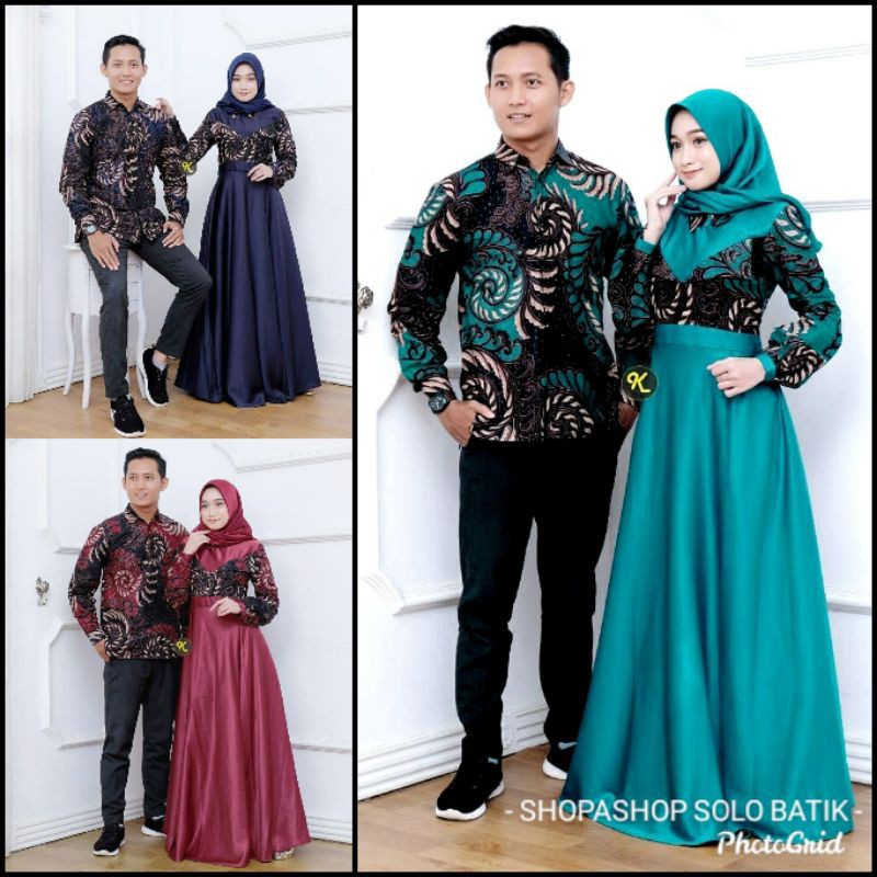 SHOPASHOP SOLO Batik Family Couple Gamis Payung Vanda Gamis &amp; Kemeja Panjang Fandita