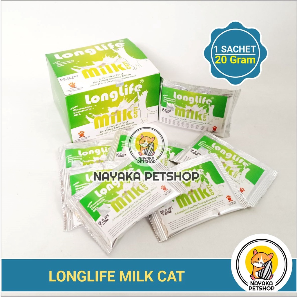 Longlife Milk Cat 20 gr Satuan 1 Sachet Susu Anak Kucing Kitten