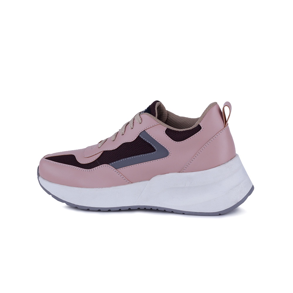 Sepatu Wanita Sport Shoes Casual Sneakers Tinggi Putih Pink Hitam Eco Material Kombinasi Mesh Kuzatura Original Sol 5cm