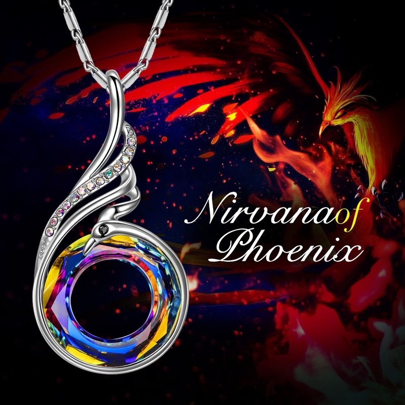 [Ready Stock]Fashion Inlaid Colorful Crystal Phoenix Pendant Necklace