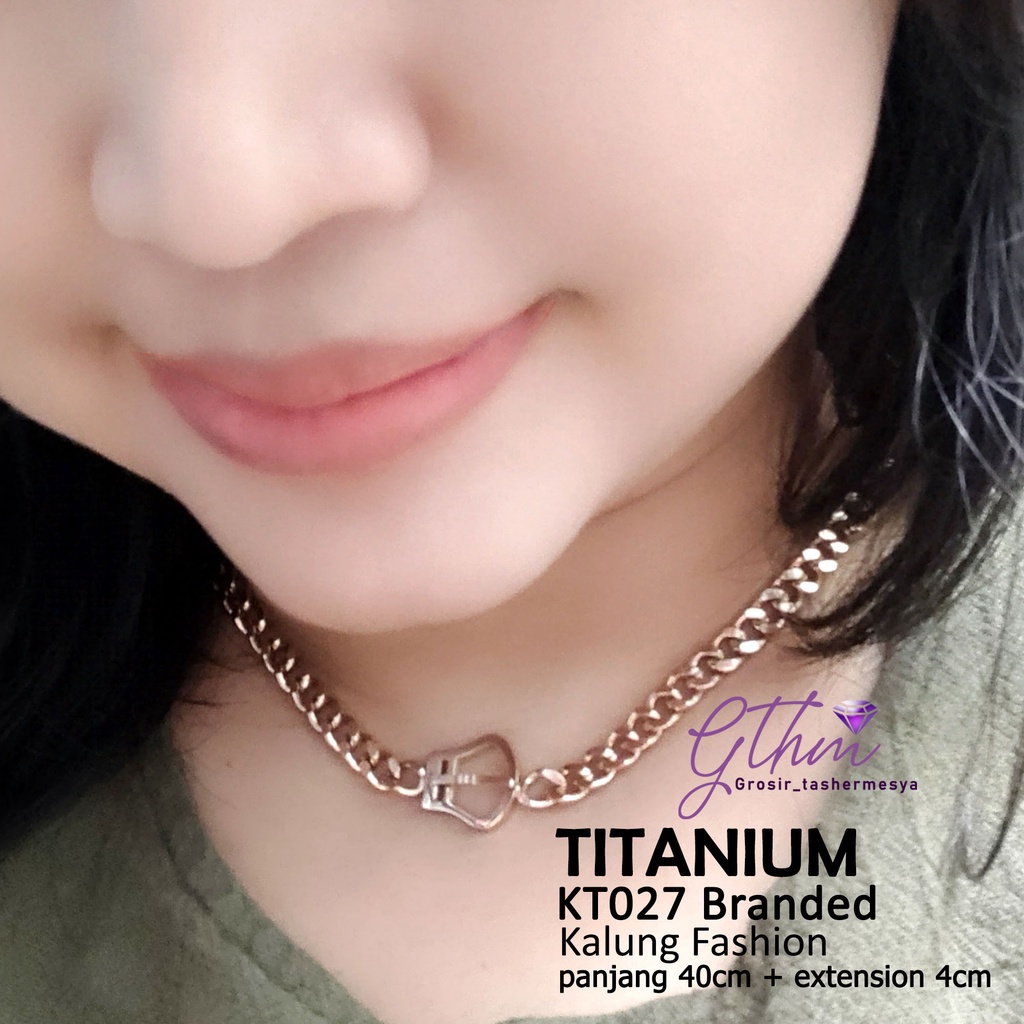 kalung titanium wanita SF kt027 gesper Kelly branded style perhiasan imitasi pengganti emas asli keren banget