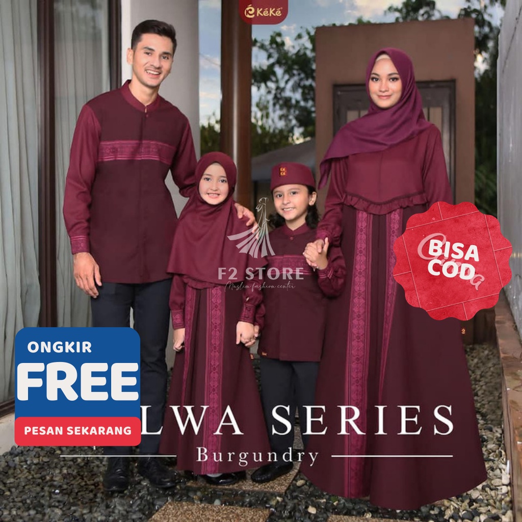 BUSANA MUSLIM SARIMBIT COUPLE KEKE ORIGINAL - HALWA SERIES 2117 BURGUNDY