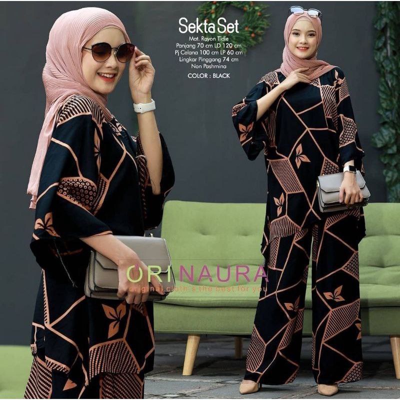 Setelan Wanita/Tunik Dress Emira/ Set Jumbo/One  Waka Waka