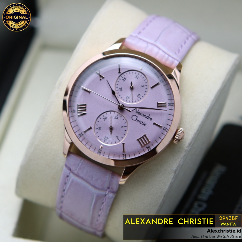 Jam Wanita Alexandre Christie AC 2943 BF Purple Leather Original