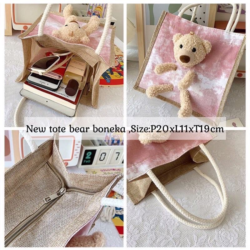 TERLARIS TAS KANVAS Boneka 3D IMPORT MOTIF TERMURAH 8037- souvernir Hand bag Tote beat teddy bear lucu 3D Chail