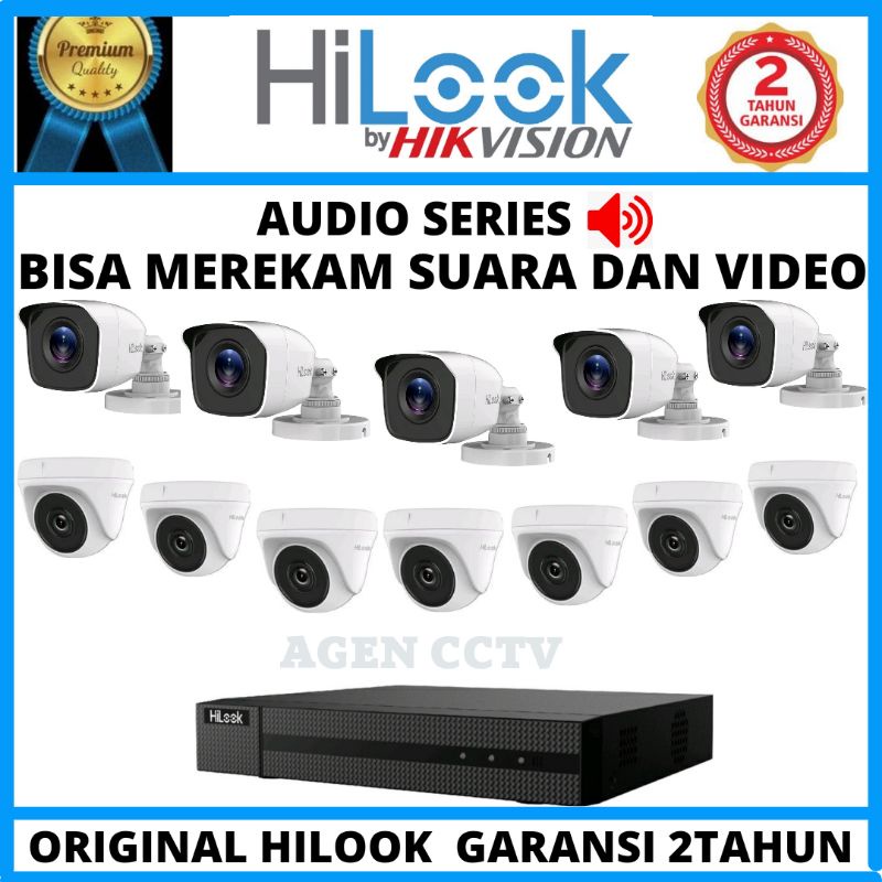 PAKET CCTV HILOOK AUDIO 16 CHANNEL 12 KAMERA 2MP 1080P  BISA MEREKAM SUARA DAN VIDEO