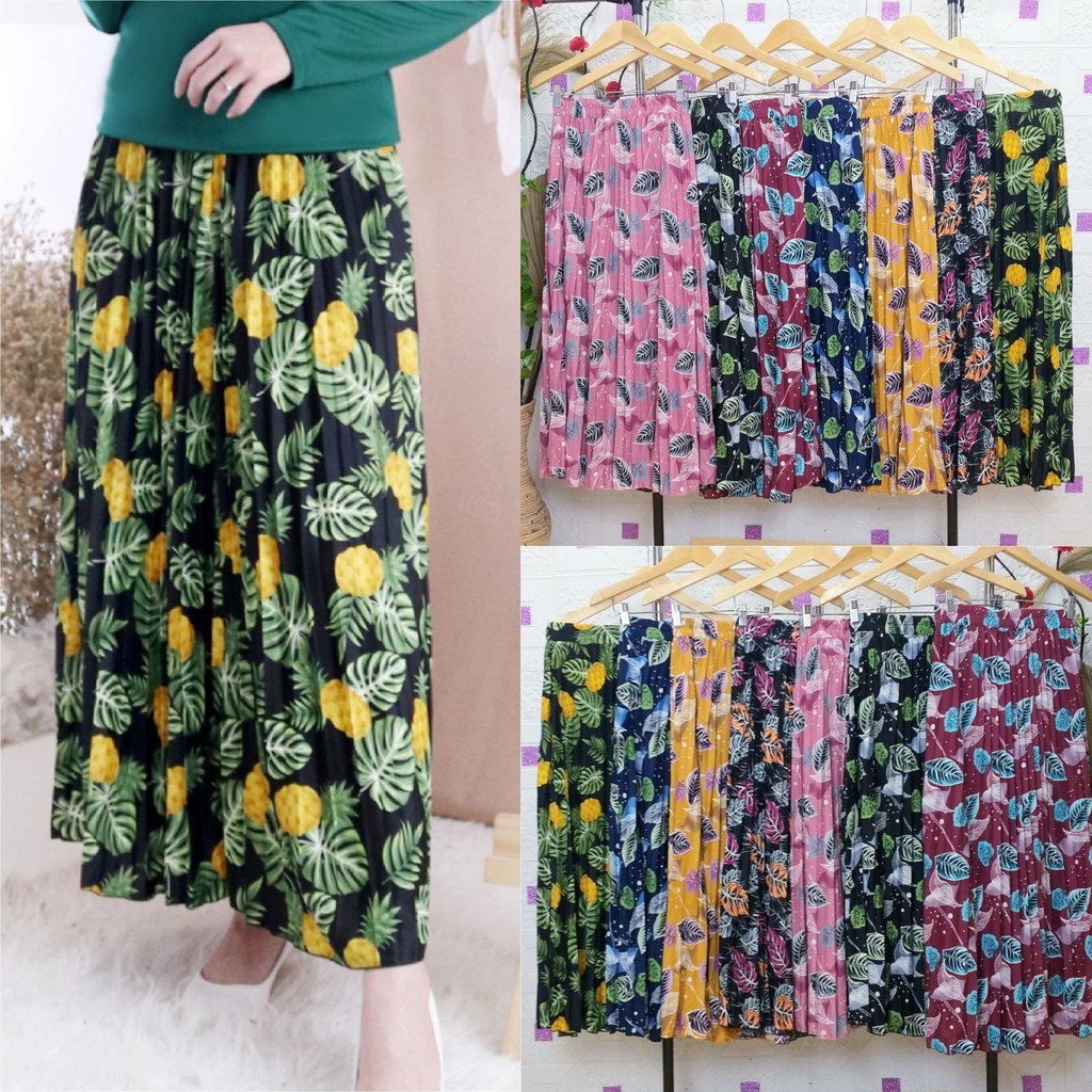 Rok plisket panjang Corak/Motif Rok panjang/muslim/Mayung/Payung Terbaru Termurah Terlaris