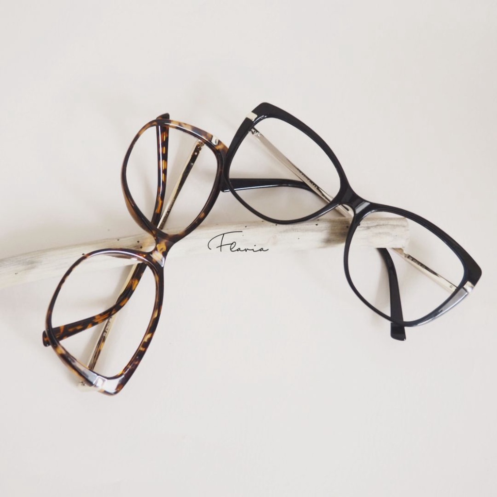 Flavia Eyewear - Kacamata Olsen Square Acetat (custom minus, photochromic, blueray, bluechromic dan photobrown)